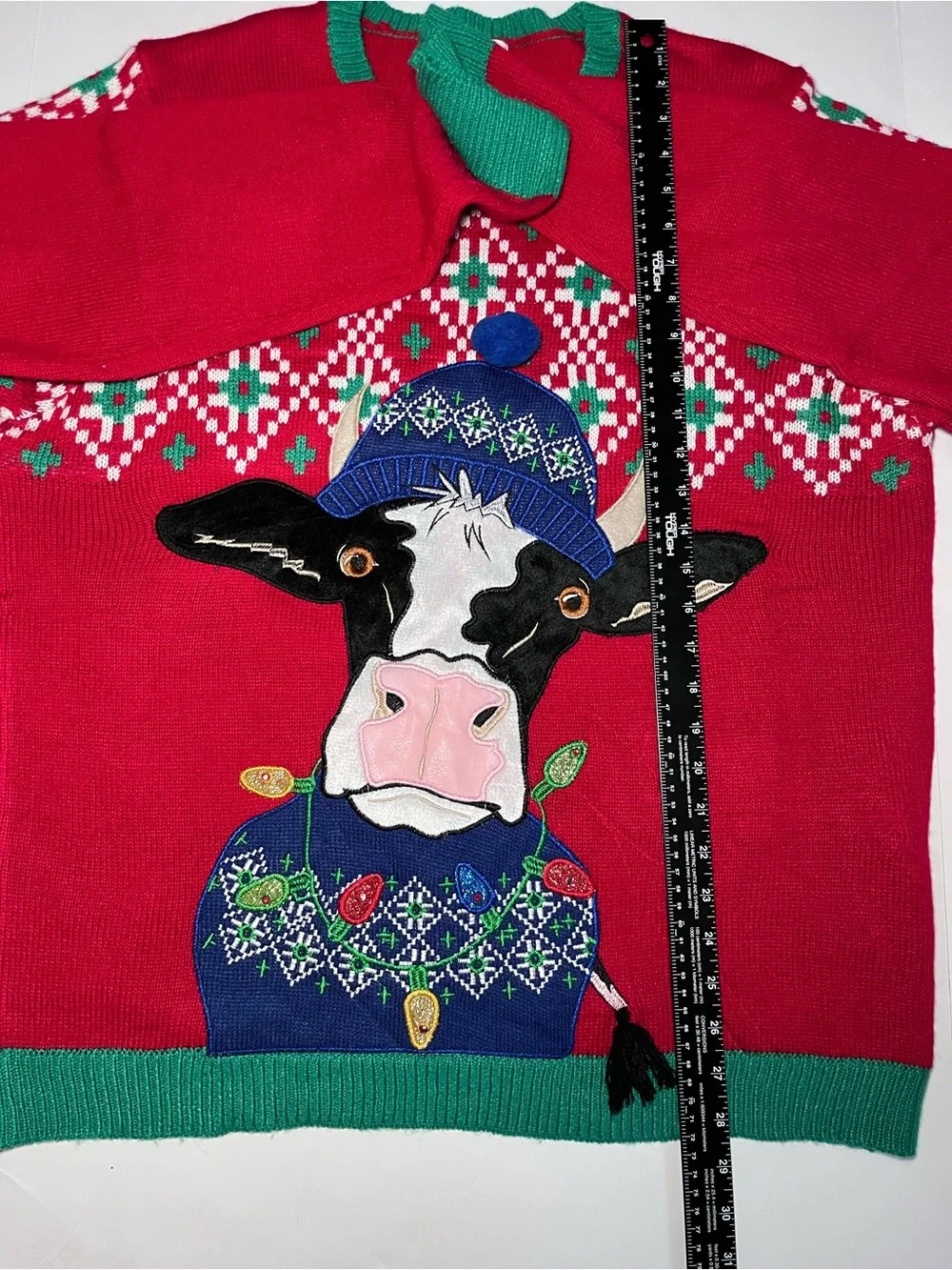 Festive Cow Ugly Christmas Sweater Mens XL ~ Holiday